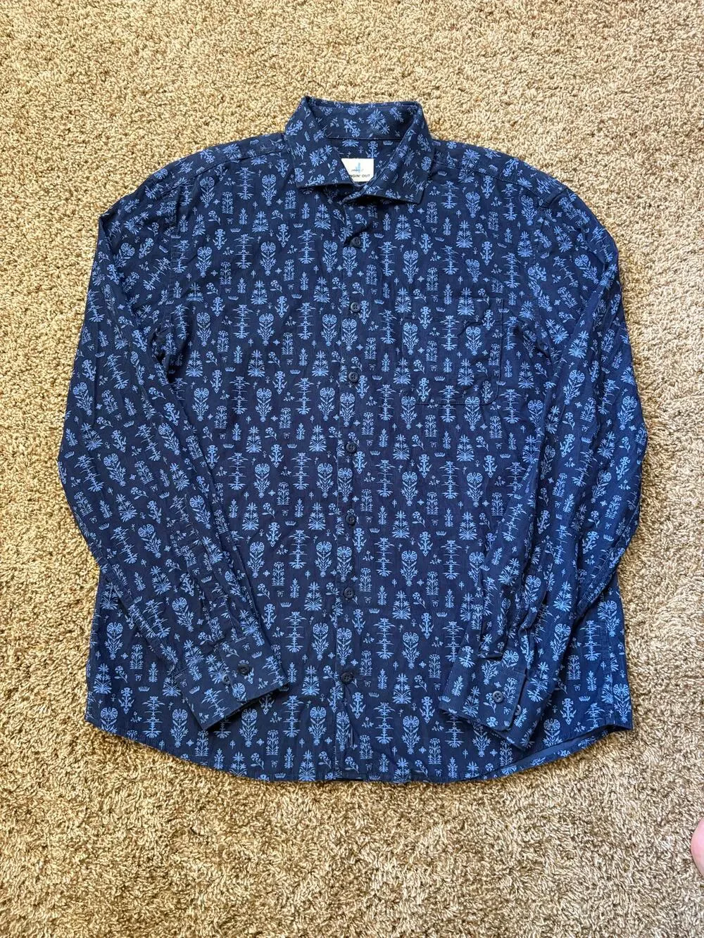 Johnnie-O Hangin Out Floral Print Corduroy Button Down Long Sleeve Size Medium